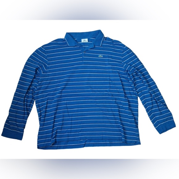 Lacoste Other - Lacoste Men’s Long Sleeve Striped Polo Shirt Size 9 3XL Blue Black/White Stripes